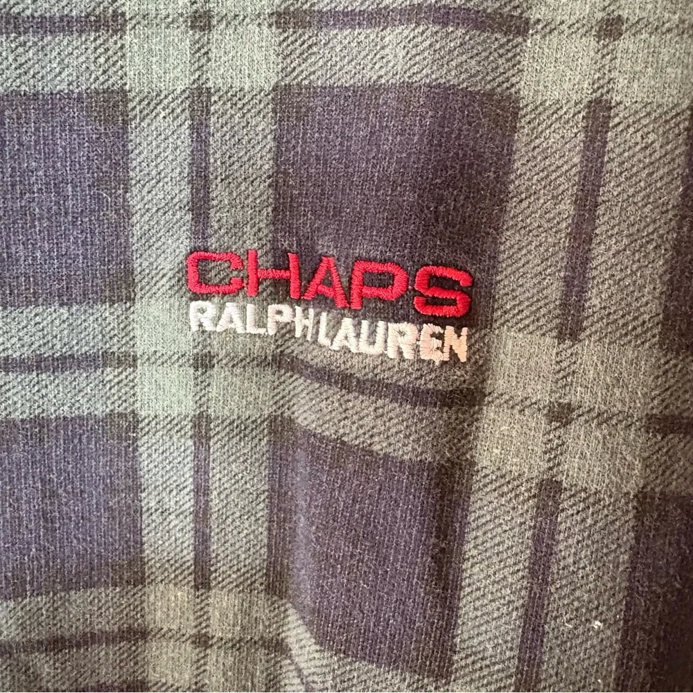 Vintage Chaps Ralph Lauren Green Plaid Crew Neck Sweatshirt XL - Picture 2 of 7